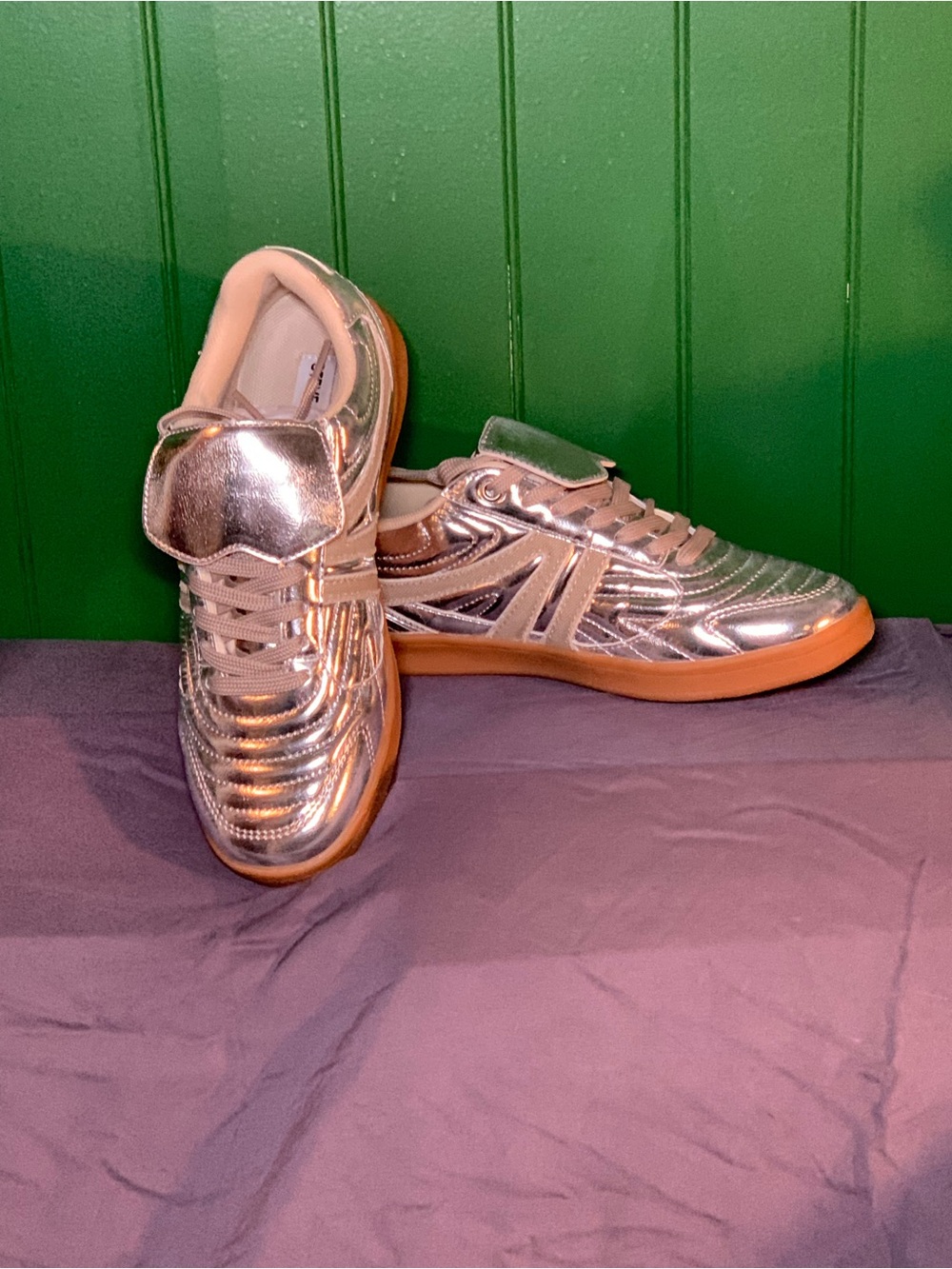 Steve Madden Metallic Silver Sneakers with Gum Sole